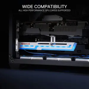 Redragon GCP03W ARGB GPU Support Bracket White Edition, Adjustable Graphics Card Holder Design, ARGB Lighting Effects, Anti-Sag GPU Support Solution for High-End Graphics Cards
