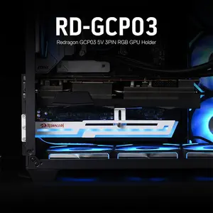 Redragon GCP03W ARGB GPU Support Bracket White Edition, Adjustable Graphics Card Holder Design, ARGB Lighting Effects, Anti-Sag GPU Support Solution for High-End Graphics Cards