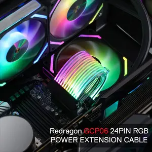 Redragon GCP06 24-Pin ARGB Lighting Extension Cable, RGB Power Cable Modding Accessory, Addressable RGB Lighting Effects, Custom PC Build Enhancement Cable