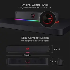 Redragon GS-560 Adiemus Gaming Speakers, 2.0 Channel Stereo Audio System, RGB Lighting Effects, Desktop Speaker System, Gaming and Multimedia Audio Solution