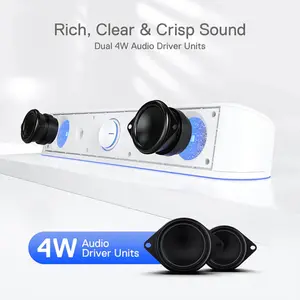 Redragon GS-560 White Adiemus Gaming Speakers, 2.0 Channel Stereo Audio System, RGB Lighting Effects, White Edition Design, Desktop Gaming Speaker Set