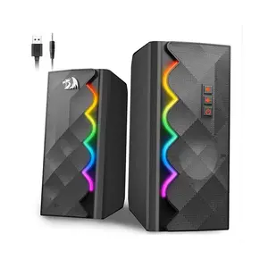 Redragon GS522 Cipher Gaming Speakers, 2.0 Channel Stereo Audio System, RGB Lighting Effects, USB Powered Design, Compact Desktop Gaming Speaker Set