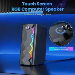 Redragon GS522 Cipher Gaming Speakers, 2.0 Channel Stereo Audio System, RGB Lighting Effects, USB Powered Design, Compact Desktop Gaming Speaker Set