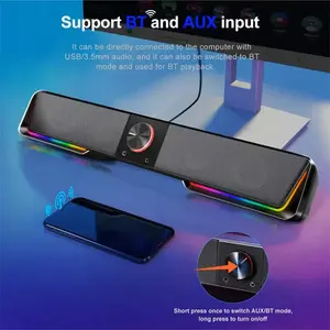 Redragon GS-570 Darknets Gaming Speaker, 2.0 Channel Stereo Audio System, Bluetooth Wireless Connectivity, RGB Lighting Effects, Volume Knob Control, Desktop Gaming Speaker
