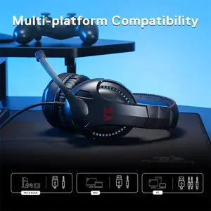 Redragon H211 CRONUS RGB Wired Gaming Headset, 40mm Audio Drivers, Stereo Sound Performance, RGB Lighting Effects, 3.5mm Audio Connectivity, Lightweight Gaming Audio Headphones