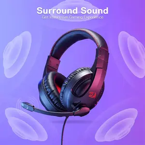 Redragon H211 CRONUS RGB Wired Gaming Headset, 40mm Audio Drivers, Stereo Sound Performance, RGB Lighting Effects, 3.5mm Audio Connectivity, Lightweight Gaming Audio Headphones