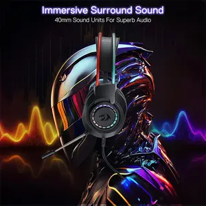 Redragon H231 SCREAM Wired Gaming Headset, 40mm Audio Drivers, Stereo Sound Performance, RGB Lighting Effects, Wired Gaming Audio Design, Comfortable Gaming Headphones