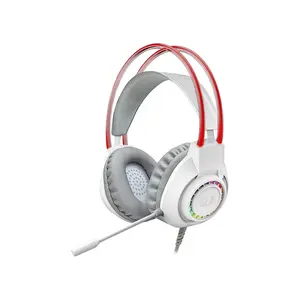 Redragon H231W SCREAM Wired Gaming Headset White Edition, 40mm Audio Drivers, Stereo Sound Performance, RGB Lighting Effects, Wired Gaming Audio Design, Comfortable Gaming Headphones