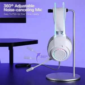 Redragon H231W SCREAM Wired Gaming Headset White Edition, 40mm Audio Drivers, Stereo Sound Performance, RGB Lighting Effects, Wired Gaming Audio Design, Comfortable Gaming Headphones