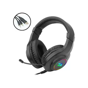 Redragon H260 HYLAS RGB Wired Gaming Headset, 50mm High-Fidelity Audio Drivers, Stereo Sound Performance, RGB Lighting Effects, 3.5mm Audio Connectivity, Comfortable Gaming Audio Headphones