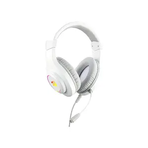 Redragon H260W HYLAS RGB Wired Gaming Headset White Edition, 50mm High-Fidelity Audio Drivers, Stereo Sound Performance, RGB Lighting Effects, 3.5mm Audio Connectivity, Comfortable Gaming Audio Headphones