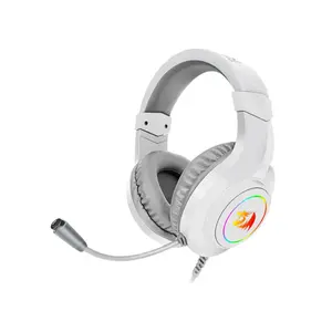 Redragon H260W HYLAS RGB Wired Gaming Headset White Edition, 50mm High-Fidelity Audio Drivers, Stereo Sound Performance, RGB Lighting Effects, 3.5mm Audio Connectivity, Comfortable Gaming Audio Headphones