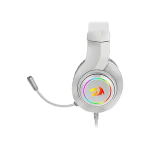 Redragon H260W HYLAS RGB Wired Gaming Headset White Edition, 50mm High-Fidelity Audio Drivers, Stereo Sound Performance, RGB Lighting Effects, 3.5mm Audio Connectivity, Comfortable Gaming Audio Headphones