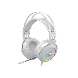 Redragon H320W LAMIA 2 RGB Gaming Headset White Edition, 7.1 Virtual Surround Sound, USB Connectivity, 40mm Audio Drivers, RGB Lighting Effects, Wired Gaming Audio Headphones