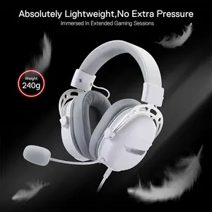 Redragon H376 WG AURORA RGB USB Gaming Headset White Edition, 7.1 Virtual Surround Sound, 40mm Audio Drivers, RGB Lighting Effects, USB Connectivity, Gaming Audio Headphones