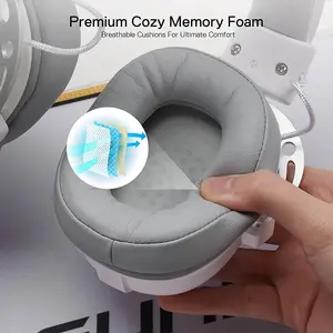Redragon H376 WG AURORA RGB USB Gaming Headset White Edition, 7.1 Virtual Surround Sound, 40mm Audio Drivers, RGB Lighting Effects, USB Connectivity, Gaming Audio Headphones