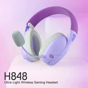 Redragon H848PL IRE Wireless Gaming Headset Purple, Tri-Mode Wireless Connectivity, 7.1 Surround Sound, Detachable Microphone, Lightweight Gaming Headset