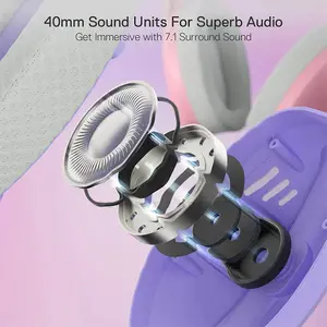 Redragon H848PL IRE Wireless Gaming Headset Purple, Tri-Mode Wireless Connectivity, 7.1 Surround Sound, Detachable Microphone, Lightweight Gaming Headset