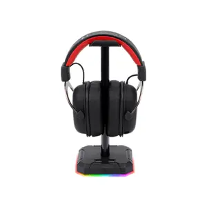 Redragon HA300 Scepter RGB Headphone Stand, 4 USB Expansion Ports, 10 Dynamic Lighting Modes, RGB Illumination Effects, Desktop Gaming Accessory and Headset Holder