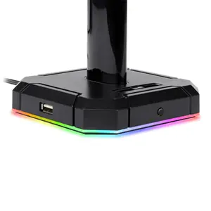 Redragon HA300 Scepter RGB Headphone Stand, 4 USB Expansion Ports, 10 Dynamic Lighting Modes, RGB Illumination Effects, Desktop Gaming Accessory and Headset Holder
