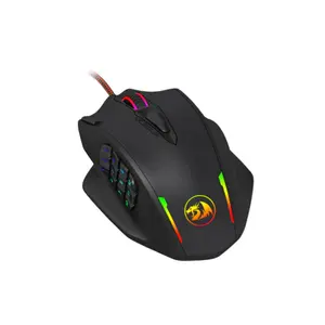 Redragon Impact M908 MMO Gaming Mouse, 12400 DPI Optical Sensor, Programmable Multi-Button Layout, RGB Lighting Effects, Wired USB Connectivity, MMO and MOBA Gaming Mouse