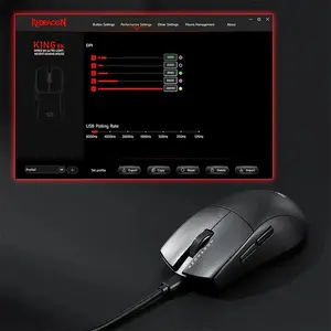 Redragon K1NG M996 Ultra-Light Wired Gaming Mouse, 26000 DPI Optical Sensor, 8000Hz Polling Rate, Ultra-Lightweight Design, High-Speed Wired USB Connectivity, Esports Gaming Mouse