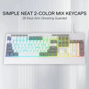 Redragon K525 WG Shiva Lite RGB Membrane Gaming Keyboard White Edition, Full-Size Layout, RGB Backlighting Effects, Dedicated Multimedia Controls, Wired USB Connectivity, Gaming Keyboard