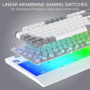 Redragon K525 WG Shiva Lite RGB Membrane Gaming Keyboard White Edition, Full-Size Layout, RGB Backlighting Effects, Dedicated Multimedia Controls, Wired USB Connectivity, Gaming Keyboard