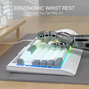 Redragon K525 WG Shiva Lite RGB Membrane Gaming Keyboard White Edition, Full-Size Layout, RGB Backlighting Effects, Dedicated Multimedia Controls, Wired USB Connectivity, Gaming Keyboard