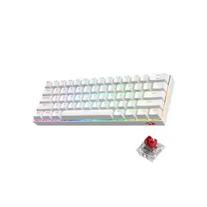 Redragon K530W DRACONIC Pro RGB Mechanical Gaming Keyboard White Edition, 60% Compact Layout, Tri-Mode Wireless Connectivity, Red Mechanical Switches, RGB Backlighting Effects, Premium Gaming Keyboard