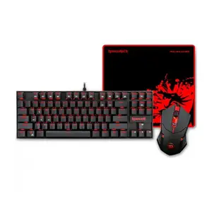 Redragon K552-BB-2 Gaming Combo Set, K552 KUMARA Mechanical Gaming Keyboard, M601 CENTROPHORUS Gaming Mouse, P001 Mouse Pad and H120 Gaming Headset, Wired USB Gaming Bundle