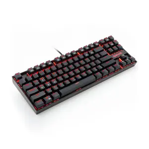 Redragon K552 Kumara Mechanical Gaming Keyboard, 87-Key Tenkeyless Layout, Red LED Backlighting, 100% Anti-Ghosting Support, Wired USB Connectivity, Mechanical Gaming Keyboard
