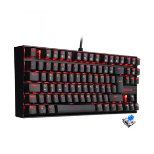 Redragon K552 Kumara Mechanical Gaming Keyboard, 87-Key Tenkeyless Layout, Red LED Backlighting, 100% Anti-Ghosting Support, Wired USB Connectivity, Mechanical Gaming Keyboard
