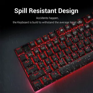 Redragon K552 Kumara Mechanical Gaming Keyboard, 87-Key Tenkeyless Layout, Red LED Backlighting, 100% Anti-Ghosting Support, Wired USB Connectivity, Mechanical Gaming Keyboard