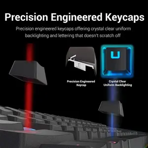 Redragon K552 Kumara Mechanical Gaming Keyboard, 87-Key Tenkeyless Layout, Red LED Backlighting, 100% Anti-Ghosting Support, Wired USB Connectivity, Mechanical Gaming Keyboard