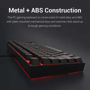Redragon K552 Kumara Mechanical Gaming Keyboard, 87-Key Tenkeyless Layout, Red LED Backlighting, 100% Anti-Ghosting Support, Wired USB Connectivity, Mechanical Gaming Keyboard