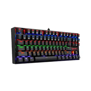 Redragon K552-RGB-1 Kumara RGB Mechanical Gaming Keyboard, 87-Key Tenkeyless Layout, RGB Backlighting Effects, Wired USB Connectivity, Compact Mechanical Gaming Keyboard