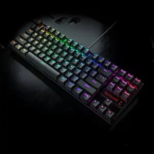 Redragon K552-RGB-1 Kumara RGB Mechanical Gaming Keyboard, 87-Key Tenkeyless Layout, RGB Backlighting Effects, Wired USB Connectivity, Compact Mechanical Gaming Keyboard