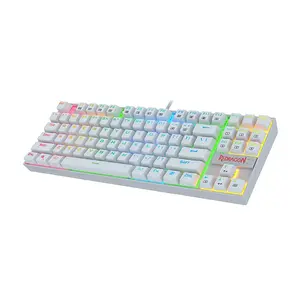Redragon K552W KUMARA RGB Mechanical Gaming Keyboard White Edition, Tenkeyless 87-Key Layout, Wired USB Connectivity, Mechanical Switch Design, RGB Backlighting Effects, Compact Gaming Keyboard