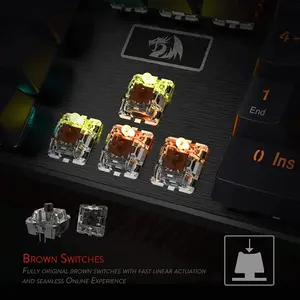 Redragon K556 DEVARAJAS RGB Mechanical Gaming Keyboard, Full-Size 104-Key Layout, Brown Mechanical Switches, Wired USB Connectivity, RGB Backlighting Effects, Premium Gaming Keyboard