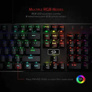 Redragon K556 DEVARAJAS RGB Mechanical Gaming Keyboard, Full-Size 104-Key Layout, Brown Mechanical Switches, Wired USB Connectivity, RGB Backlighting Effects, Premium Gaming Keyboard