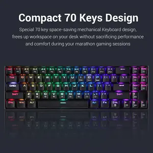 Redragon K599 KRS DEIMOS RGB Wireless Mechanical Gaming Keyboard Black Edition, Compact Layout Design, Wireless Connectivity, Red Mechanical Switches, RGB Backlighting Effects, High-Performance Gaming Keyboard