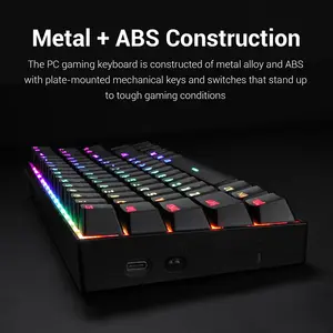 Redragon K599 KRS DEIMOS RGB Wireless Mechanical Gaming Keyboard Black Edition, Compact Layout Design, Wireless Connectivity, Red Mechanical Switches, RGB Backlighting Effects, High-Performance Gaming Keyboard