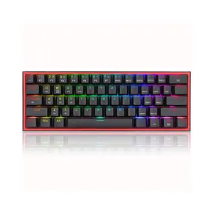 Redragon K616 Fizz Pro Black Mechanical Gaming Keyboard, 61-Key Compact 60% Layout, Tri-Mode Wireless Connectivity, RGB Backlighting Effects, Mechanical Red Switches, Gaming Keyboard