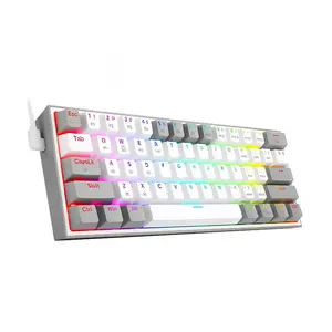 Redragon K616 Fizz Pro White & Grey Mechanical Gaming Keyboard, 61-Key Compact 60% Layout, Tri-Mode Wireless Connectivity, RGB Backlighting Effects, Mechanical Gaming Keyboard
