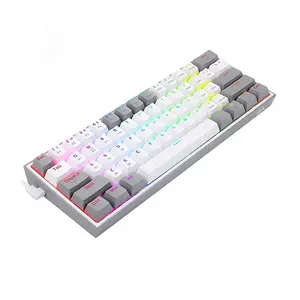 Redragon K616 Fizz Pro White & Grey Mechanical Gaming Keyboard, 61-Key Compact 60% Layout, Tri-Mode Wireless Connectivity, RGB Backlighting Effects, Mechanical Gaming Keyboard