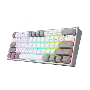 Redragon K616 Fizz Pro White & Grey Mechanical Gaming Keyboard, 61-Key Compact 60% Layout, Tri-Mode Wireless Connectivity, RGB Backlighting Effects, Mechanical Gaming Keyboard