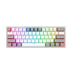 Redragon K616 Fizz Pro White & Grey Mechanical Gaming Keyboard, 61-Key Compact 60% Layout, Tri-Mode Wireless Connectivity, RGB Backlighting Effects, Mechanical Gaming Keyboard