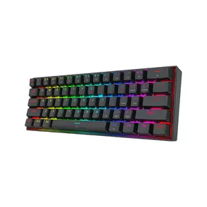 Redragon K617 FIZZ-RGB Black Mechanical Gaming Keyboard, 61-Key Compact 60% Layout, Rapid Trigger Technology, 8000Hz Polling Rate, RGB Backlighting Effects, Wired USB Connectivity