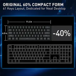 Redragon K617 FIZZ-RGB Black Mechanical Gaming Keyboard, 61-Key Compact 60% Layout, Rapid Trigger Technology, 8000Hz Polling Rate, RGB Backlighting Effects, Wired USB Connectivity